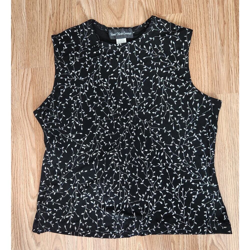 Ronni Nicole Evening Black Sparkly Stretchy Tank Top XL